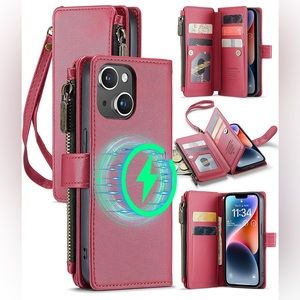 FLIPALM Wallet Case for iPhone 14(6.1") Flip Case red